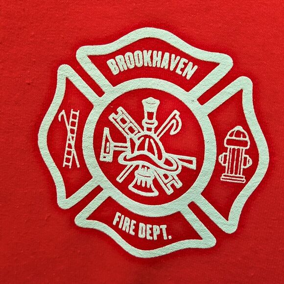 Brookhaven Fire Department Crewneck Sweatshirt Men’s 4XL Red Gildan Heavy Blend - Picture 3 of 6